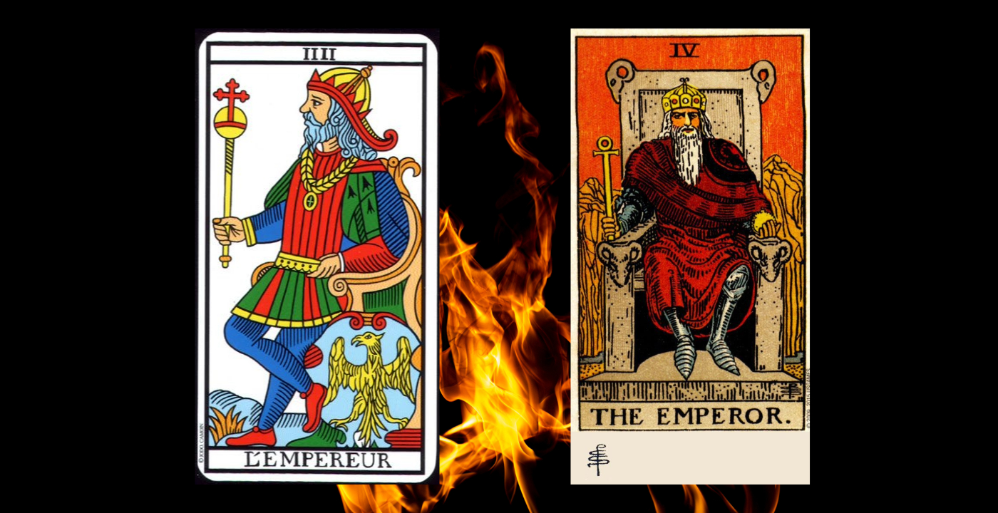 El Emperador - Arcano IV del Tarot de Marsella y Raider Waite respectivamente